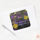 Paarse Prickly Pear Opuntia Cactus Yellow Flowers Vierkante Sticker (Envelop)