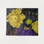 Paarse Prickly Pear Opuntia Cactus Yellow Flowers Wandkleed (Voorkant (horizontaal))