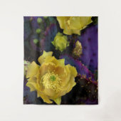 Paarse Prickly Pear Opuntia Cactus Yellow Flowers Wandkleed (Voorkant)