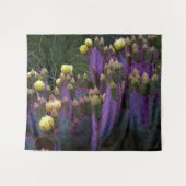 Paarse Prickly Pear Opuntia Cactus Yellow Flowers Wandkleed (Voorkant (horizontaal))