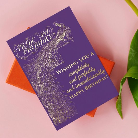 Paarse Pride en Vooroordelen Gelukkige Verjaardag Folie Feestdagen Briefkaart