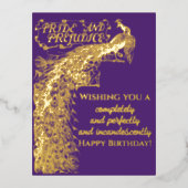 Paarse Pride en Vooroordelen Gelukkige Verjaardag Folie Feestdagen Briefkaart (Voorkant)