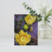 Paarse prikmoes, geelbloemen briefkaart (Staand voorkant)