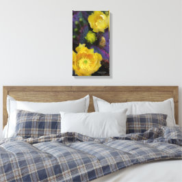 Paarse prikmoes, geelbloemen canvas afdruk