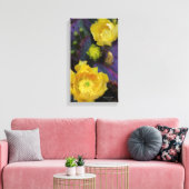 Paarse prikmoes, geelbloemen canvas afdruk (Insitu (Woonkamer))
