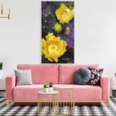 Paarse prikmoes, geelbloemen canvas afdruk (Insitu (Woonkamer))