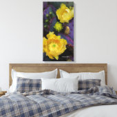 Paarse prikmoes, geelbloemen canvas afdruk (Insitu (Slaapkamer))