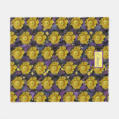 Paarse prikmoes, geelbloemen fleece deken (Voorkant (Horizontaal))