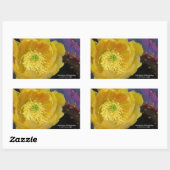 Paarse prikmoes, geelbloemen rechthoekige sticker (Vel)