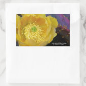 Paarse prikmoes, geelbloemen rechthoekige sticker (Tas)