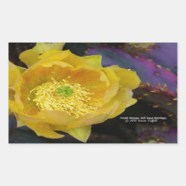 Paarse prikmoes, geelbloemen rechthoekige sticker