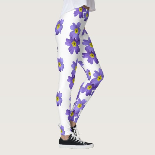 Paarse Primula-bloem Aangepaste Leggings (Rechts)