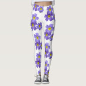 Paarse Primula-bloem Aangepaste Leggings (Voorkant)