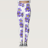 Paarse Primula-bloem Aangepaste Leggings