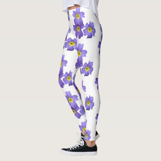 Paarse Primula-bloem Aangepaste Leggings (Links)