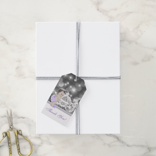 Paarse Princess Baby shower Cadeaulabel (Met Touw)