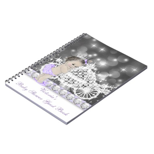 Paarse Princess Baby shower gastenboek Notitieboek (Linkerzijde)