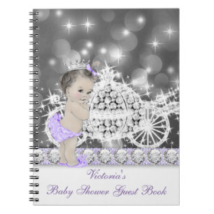 Paarse Princess Baby shower gastenboek Notitieboek