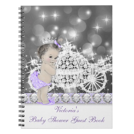 Paarse Princess Baby shower gastenboek Notitieboek (Voorkant)