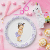 Paarse Princess Baby shower Papieren Bordje (Feest)