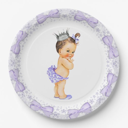 Paarse Princess Baby shower Papieren Bordje (Voorkant)