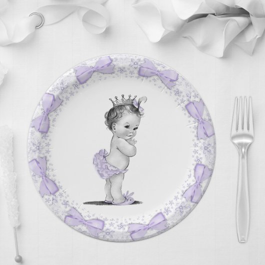  Paarse Princess Baby shower Papieren Bordje