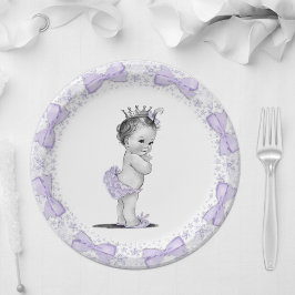  Paarse Princess Baby shower Papieren Bordje