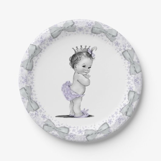  Paarse Princess Baby shower Papieren Bordje (Voorkant)