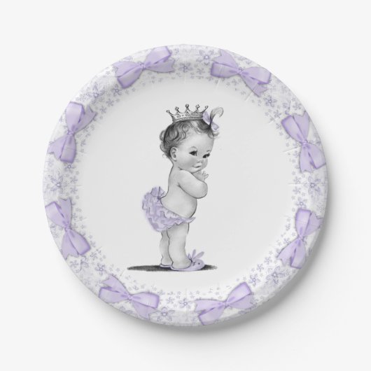  Paarse Princess Baby shower Papieren Bordje (Voorkant)