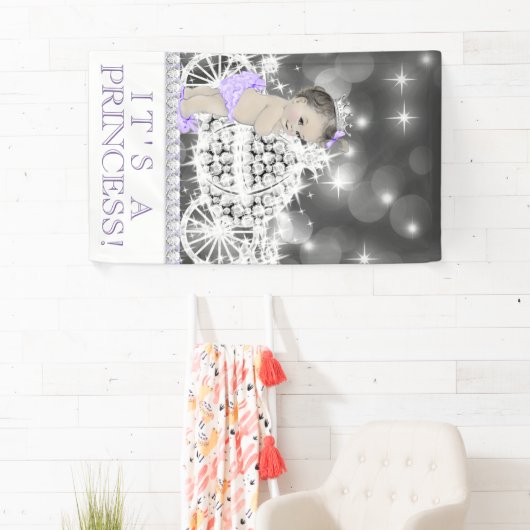 Paarse Princess Baby shower Spandoek (Insitu)