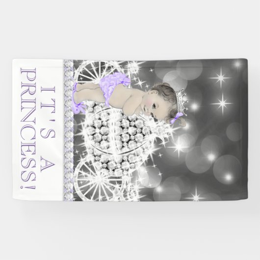 Paarse Princess Baby shower Spandoek (Horizontaal)