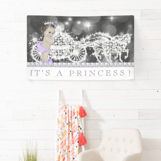 Paarse Princess Baby shower Spandoek (Insitu)