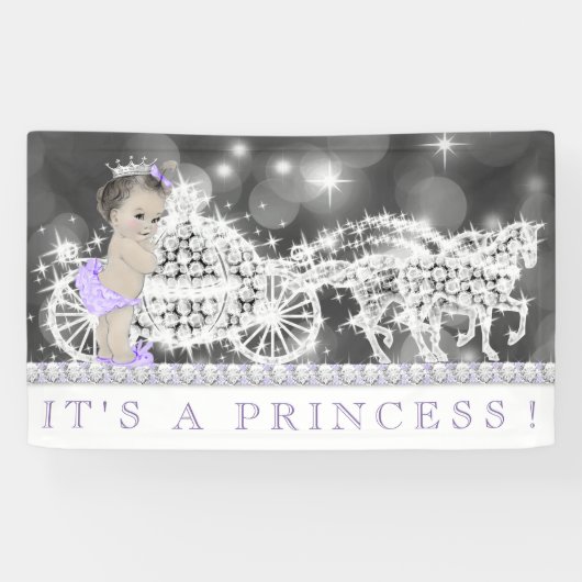 Paarse Princess Baby shower Spandoek (Horizontaal)