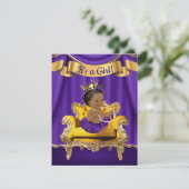 Paarse Princess Baby Shower Uitnodigingen (Staand voorkant)