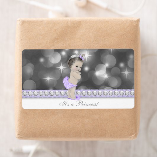 Paarse Princess Baby shower Waterflesetiketten Etiket (Insitu)
