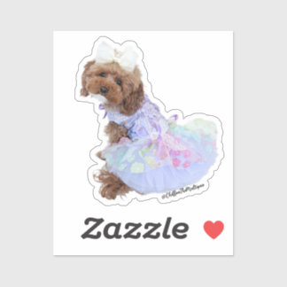 Paarse Princess Chiffon: Schattigee Maltipoo Puppy Sticker