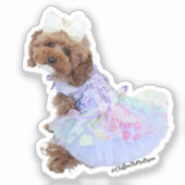Paarse Princess Chiffon: Schattigee Maltipoo Puppy Sticker (Voorkant)