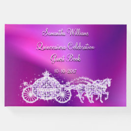 Paarse Princess Coach & Horses Quinceañera Gastenboek