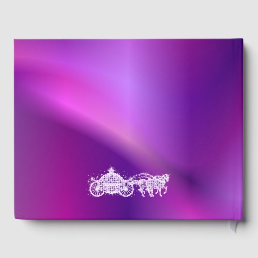 Paarse Princess Coach & Horses Quinceañera Gastenboek (Achterkant)