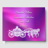 Paarse Princess Coach & Horses Quinceañera Gastenboek (Voorkant)