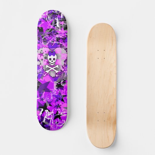 Paarse Princess Heart Skull Skateboard (Voorkant)