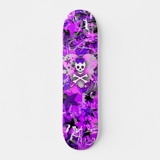 Paarse Princess Heart Skull Skateboard (Voorkant)