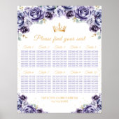 Paarse Princess Quinceañera 10 Tafel Zitplaatsen G Poster (Voorkant)
