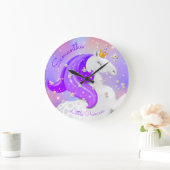 Paarse Princess Unicorn Bloemenkwekerij Kinder Grote Klok (Huis)