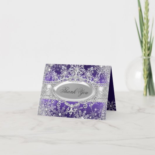 Paarse Princess Winter Wonderland bedankkaart (Voorkant)