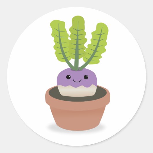 Paarse Prins Turnip Ronde Sticker (Voorkant)