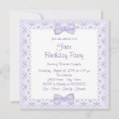 Paarse Prinses 1e Verjaardagsuitnodigingen Kaart (Achterkant)