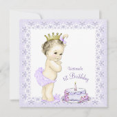 Paarse Prinses 1e Verjaardagsuitnodigingen Kaart (Voorkant)