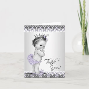 Paarse Prinses Baby Shower Dank Je Bedankkaart