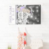Paarse Prinses Baby Shower Spandoek (Insitu)